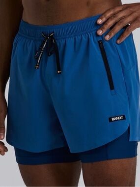 Bandit Men's Cobalt Blue 2-in-1 Athletic Shorts NEW